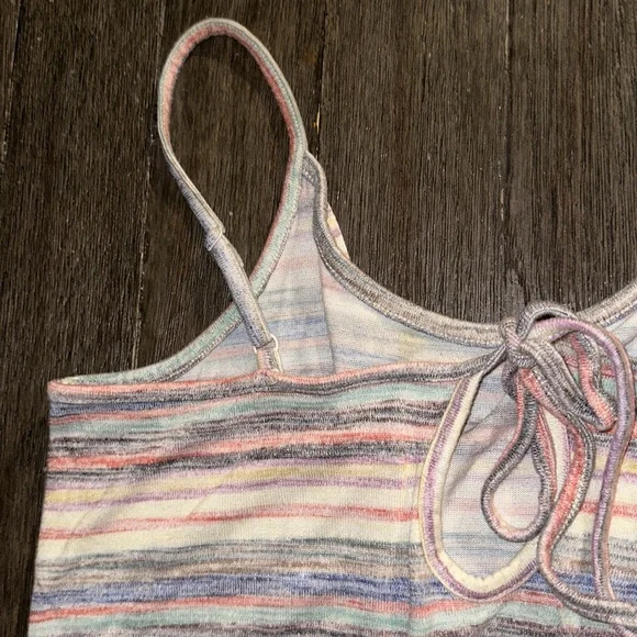 Multi colored striped vintage 70s 80s romper boho L read beach pool retro mod - Picture 7 of 7